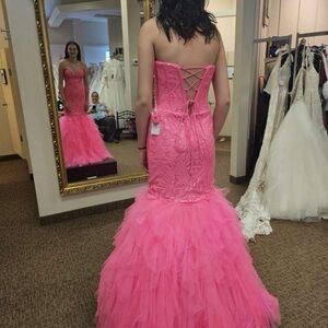 Stunning Pink Lace-Up Prom Dress